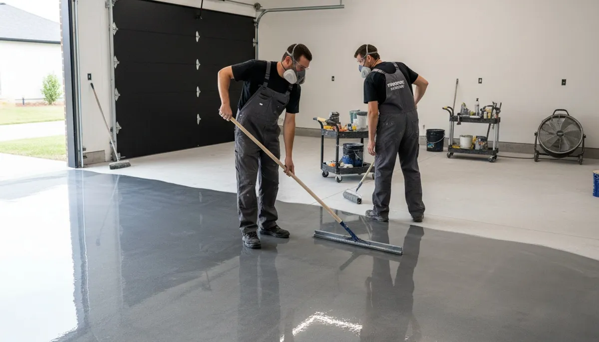 Epoxy floor coating in Billings, MT for garage and basement by local painting contractors