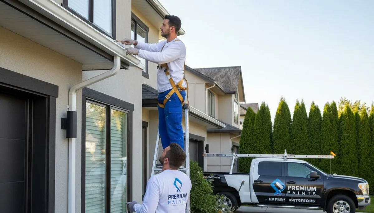 Professional gutter painting on residential home exterior in Billings, MT by local house painters