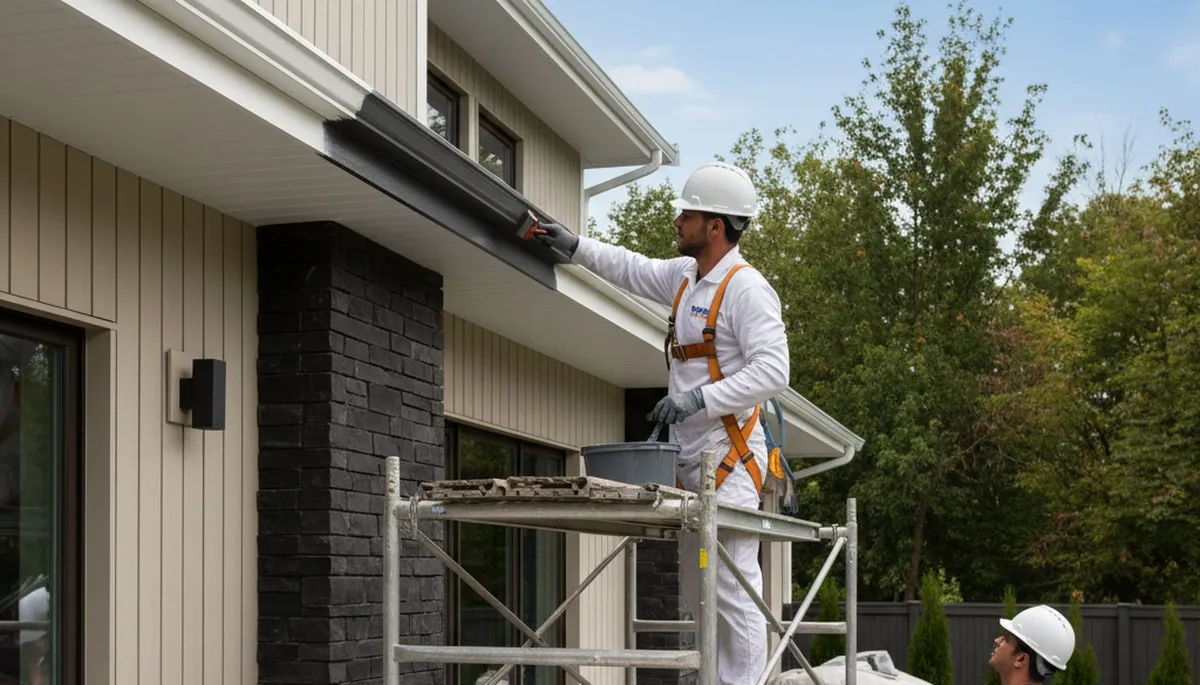 Professional gutter painting service on a home exterior in Billings, MT by local house painters