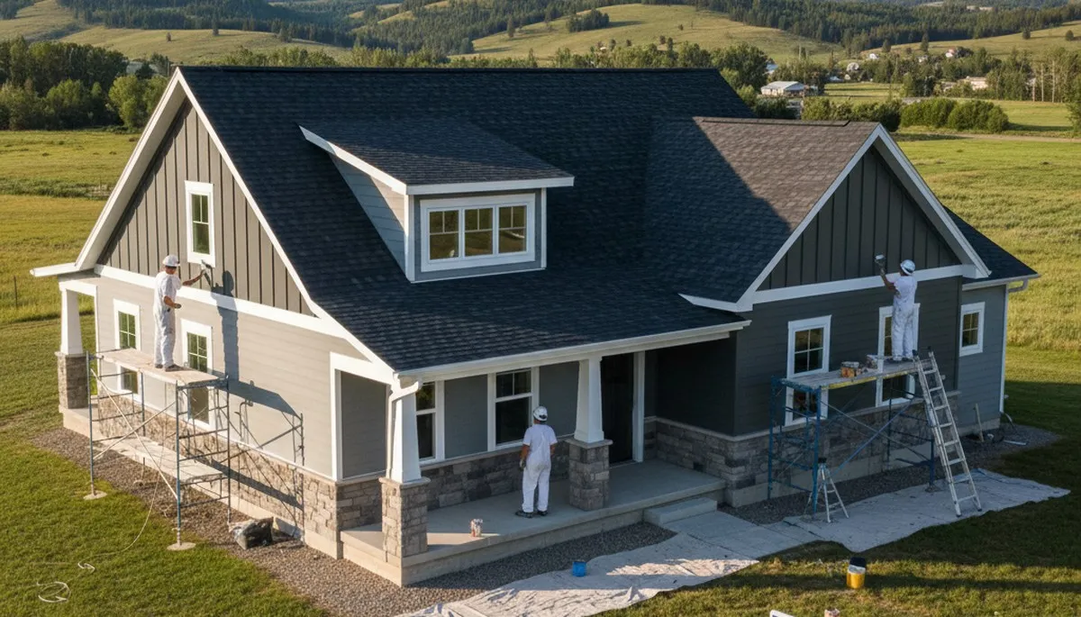 Professional house painters working on residential exterior in Billings MT