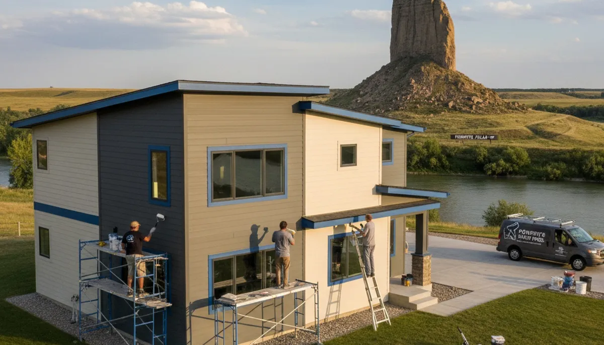 Professional house painters finishing exterior home project in Billings, MT