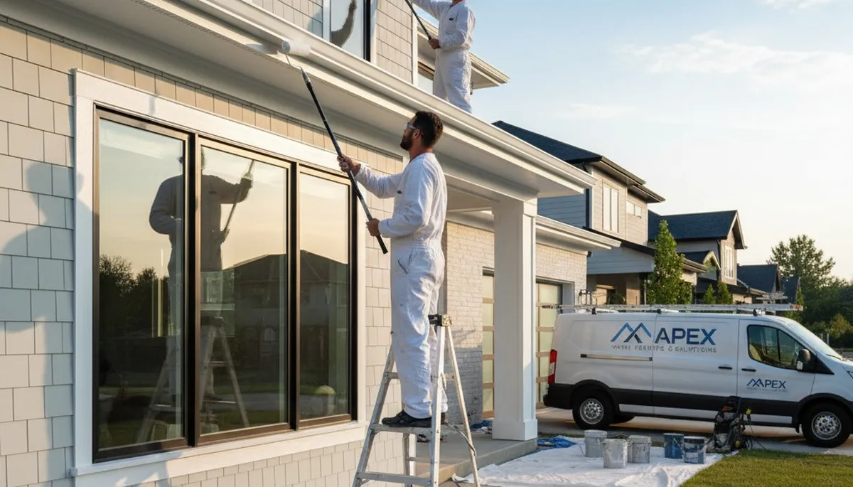 Professional trim and fascia painting on a Billings MT home by expert house painters